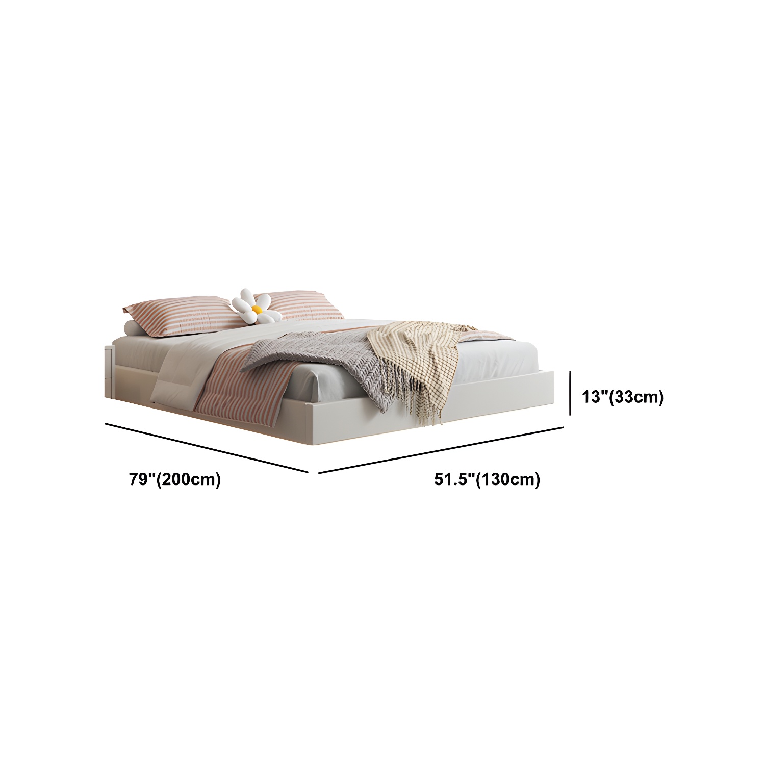 Contemporary Style White Standard Bed Pine Wood Platform Bed Frame - image 9