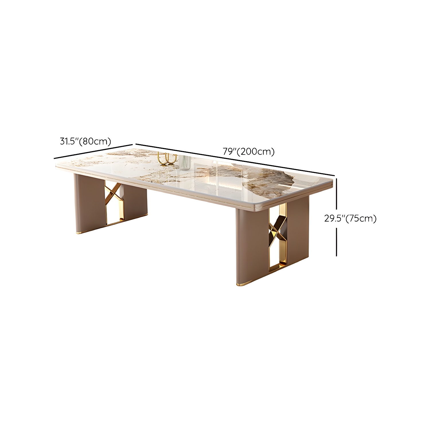 Glamoro 80cm Rectangular Metal Dining Set in Off-White with Gold Base - image 15