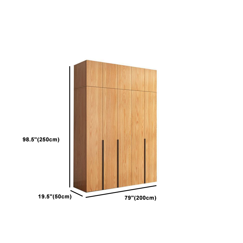 Natural Wood Freestanding Wardrobe Closet with Natural Doors - image 23