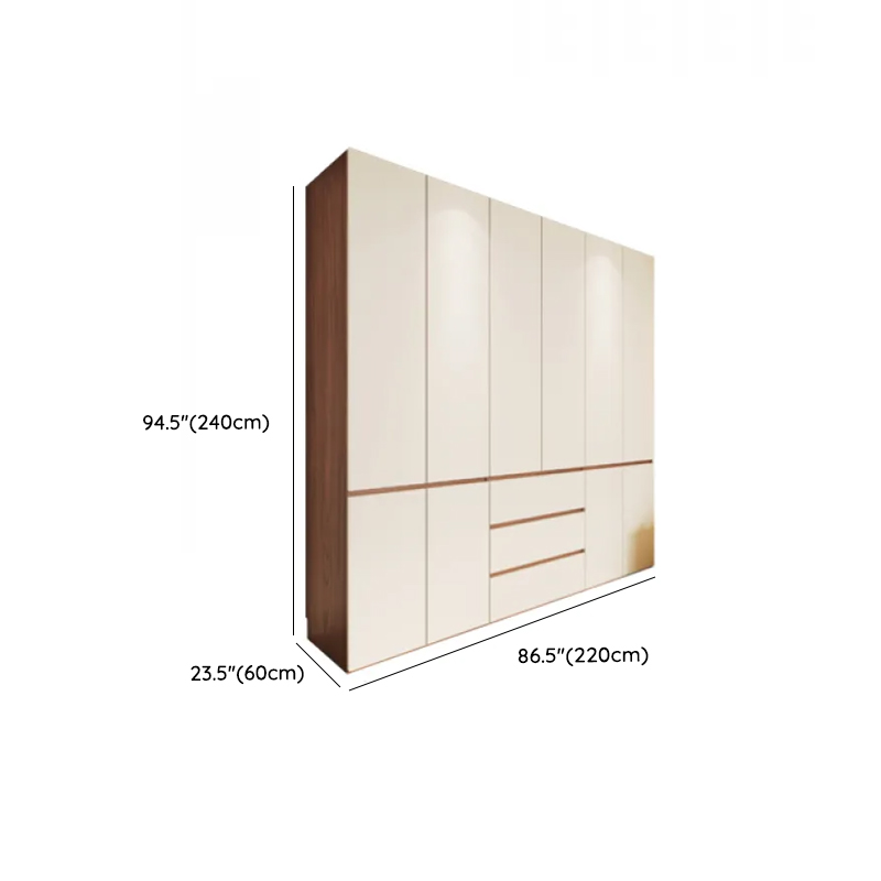 Beige Minimalist Manufactured Wood Wardrobe Closet with Soft Close Drawer, Soft Close Door, Interior Shelves, and Clothing Rod - image 22