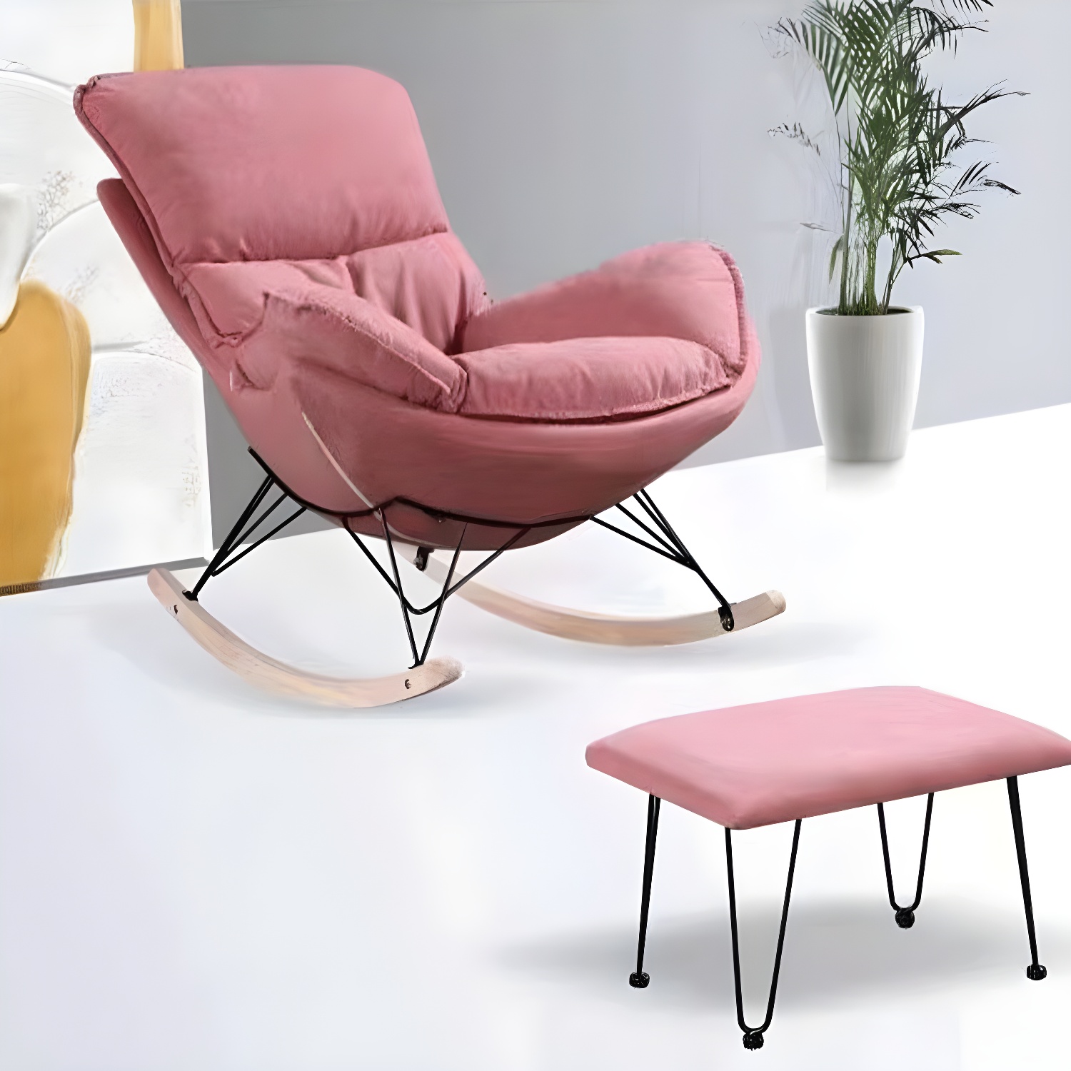 Upholstered Rocker Chair Living Room Rocking Chair with Padded Seat - image 11