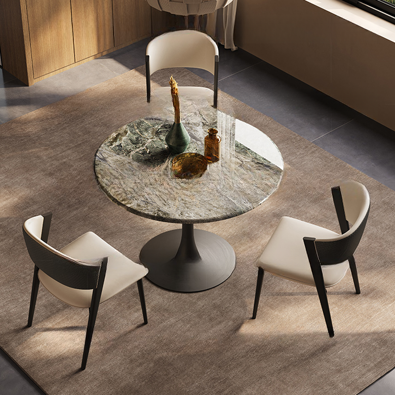 Art Deco Multi-Color Rounded Dining Table with Stone Top, Scratch-immune, Standard Height, Seats 2 - image 6