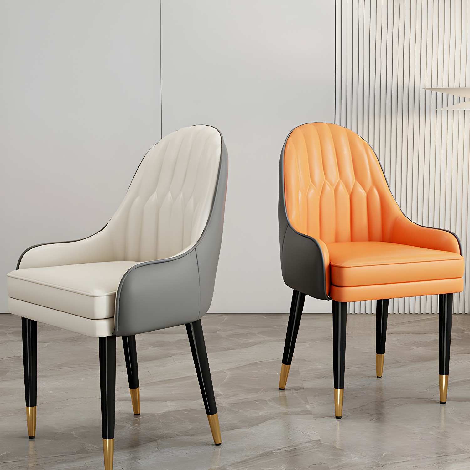 Glam Arm Chair with Upholstered Faux Leather, Solid Back, and Metal Legs - image 19