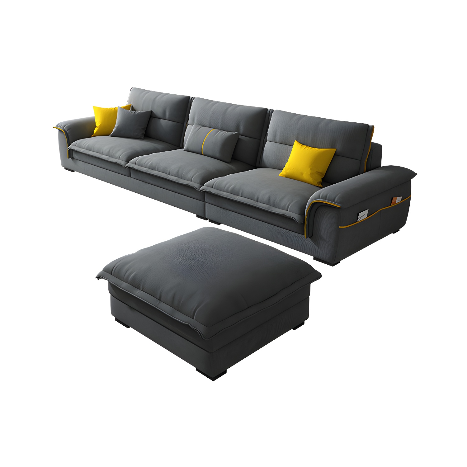 Modern Gray Cotton and Linen Sectional Sofa with Wood Frame and Storage Included - image 9