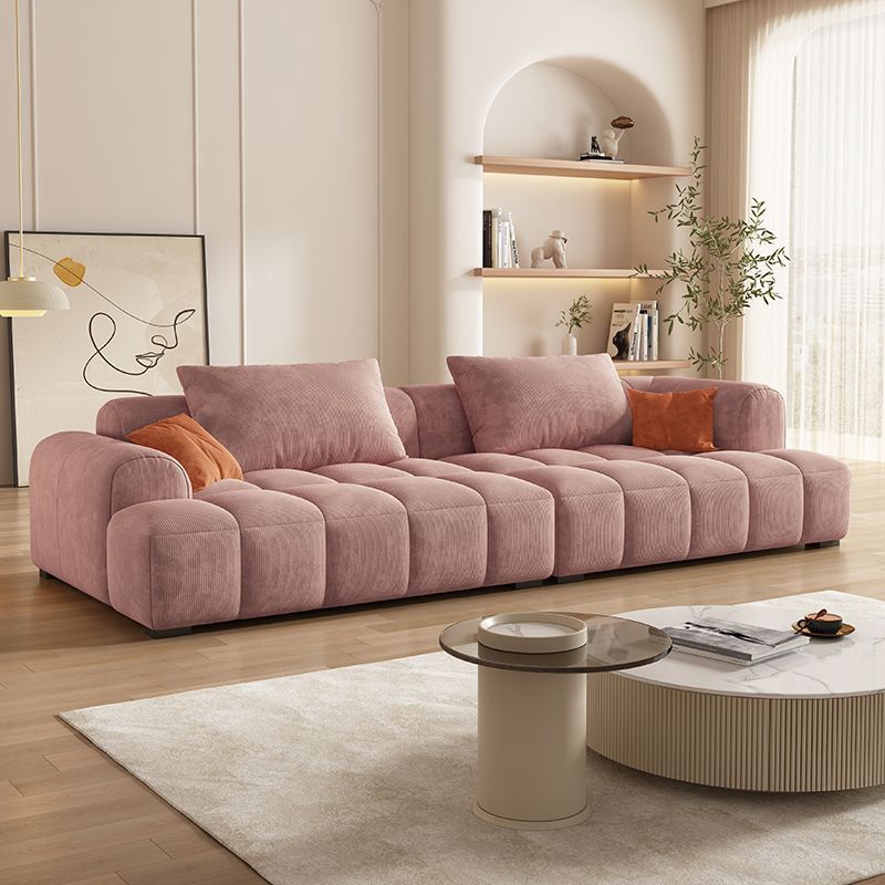Vibrant Peony/Cerulean/Tangerine Color Sofa Couch with Round Arm and Concealed Support - image 11