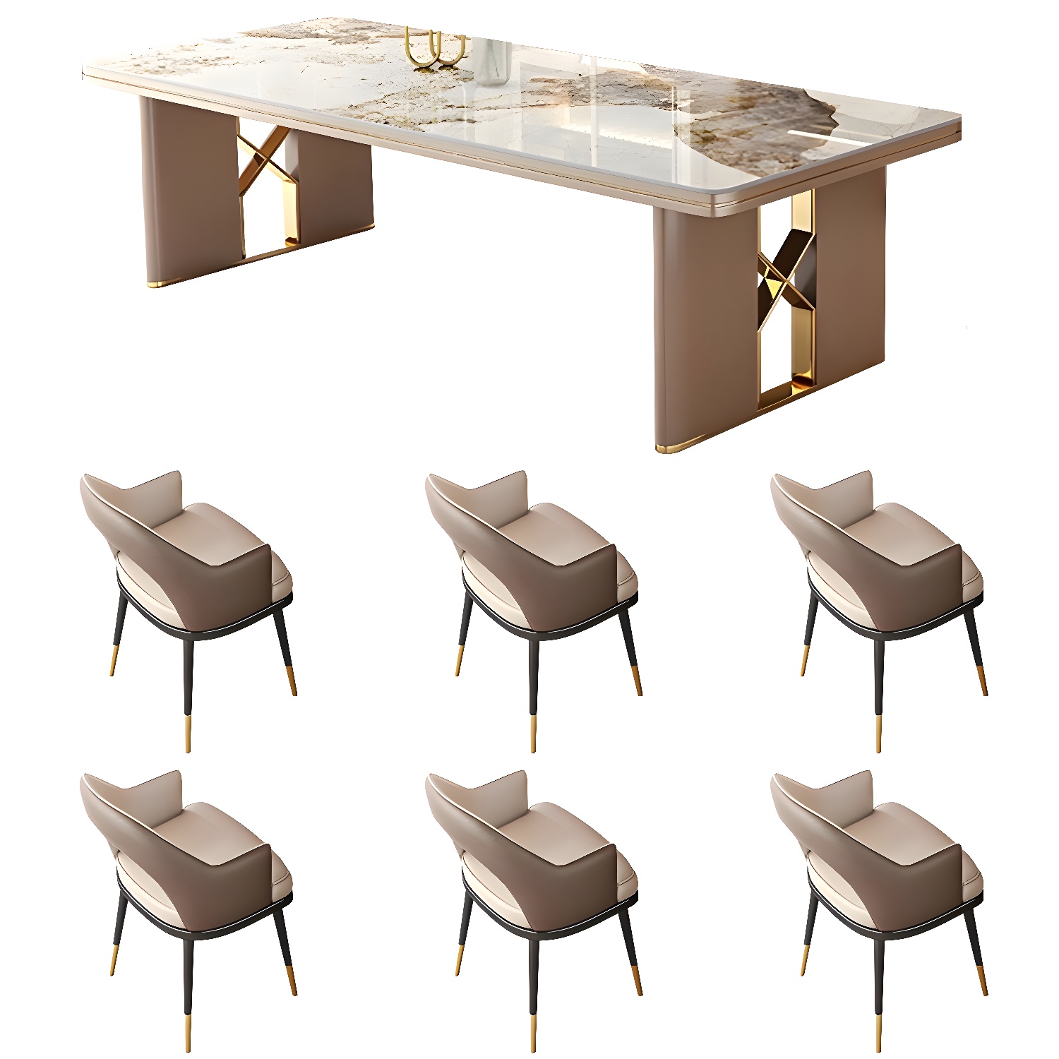 Glamoro 80cm Rectangular Metal Dining Set in Off-White with Gold Base - image 11