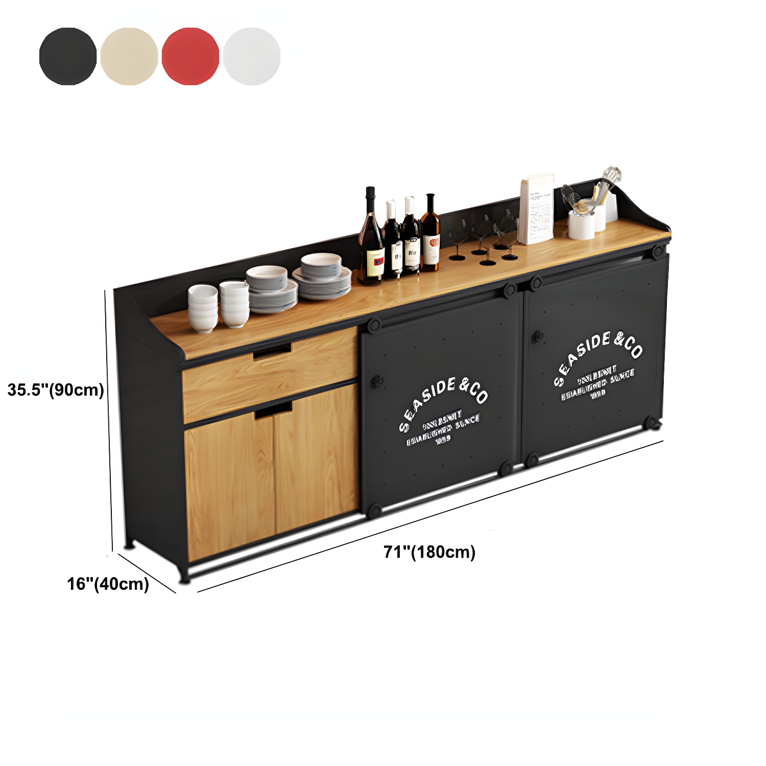 Modern Style Side Board Metal Sideboard with Sliding Door for Kitchen - image 14