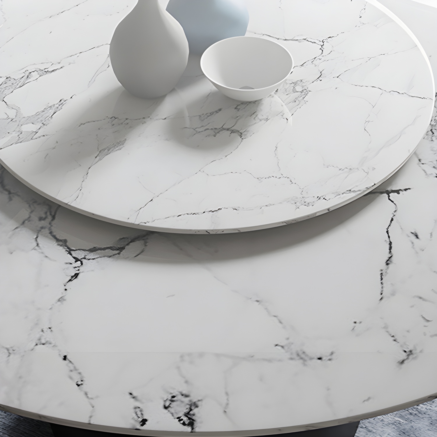 Contemporary Stone Round Dining Set 1/4/7/11 Pieces Turntable Dining Furniture for Home - image 9