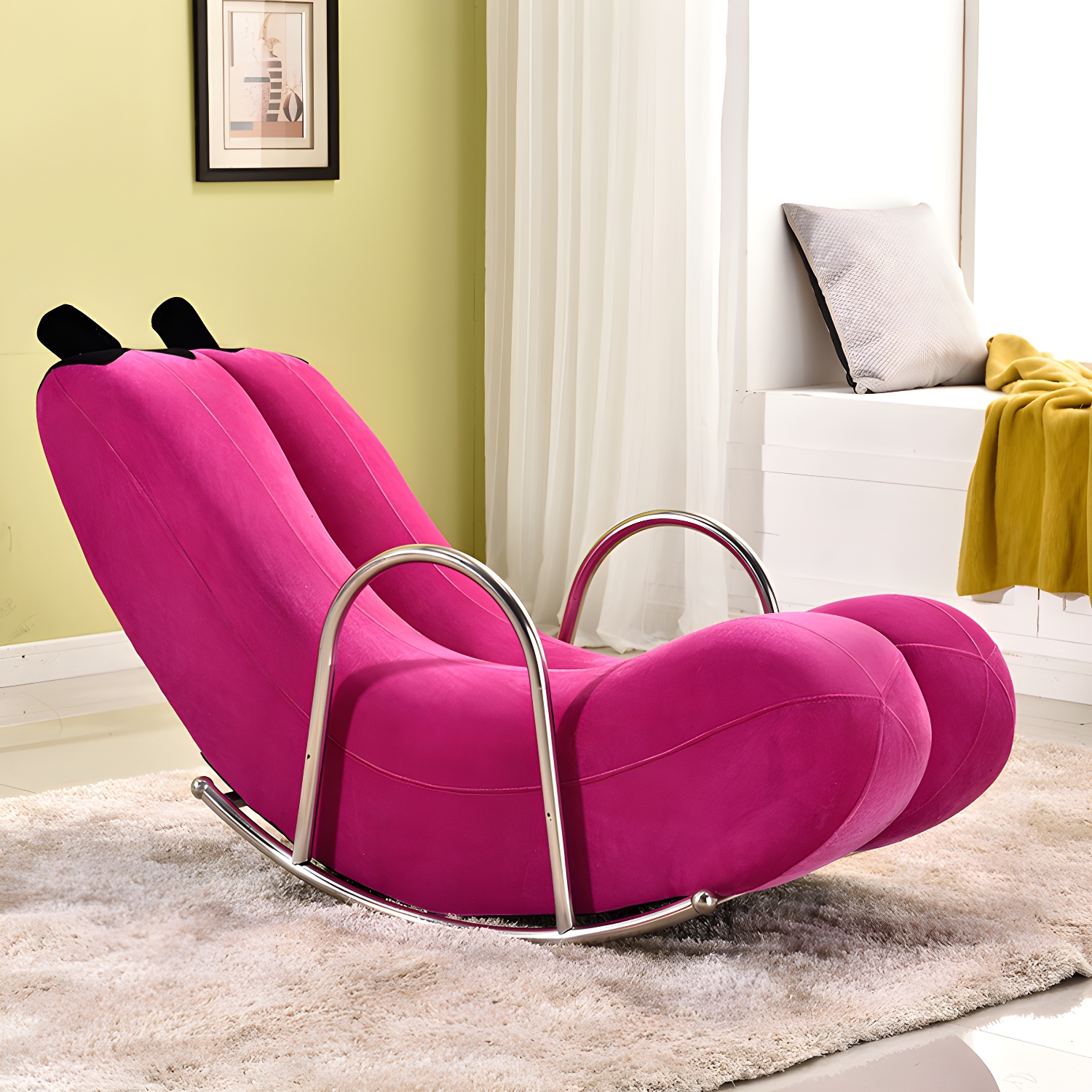 Stylish Silver Upholstered Rocking Chair with Track Arms - Modern Comfort - image 6