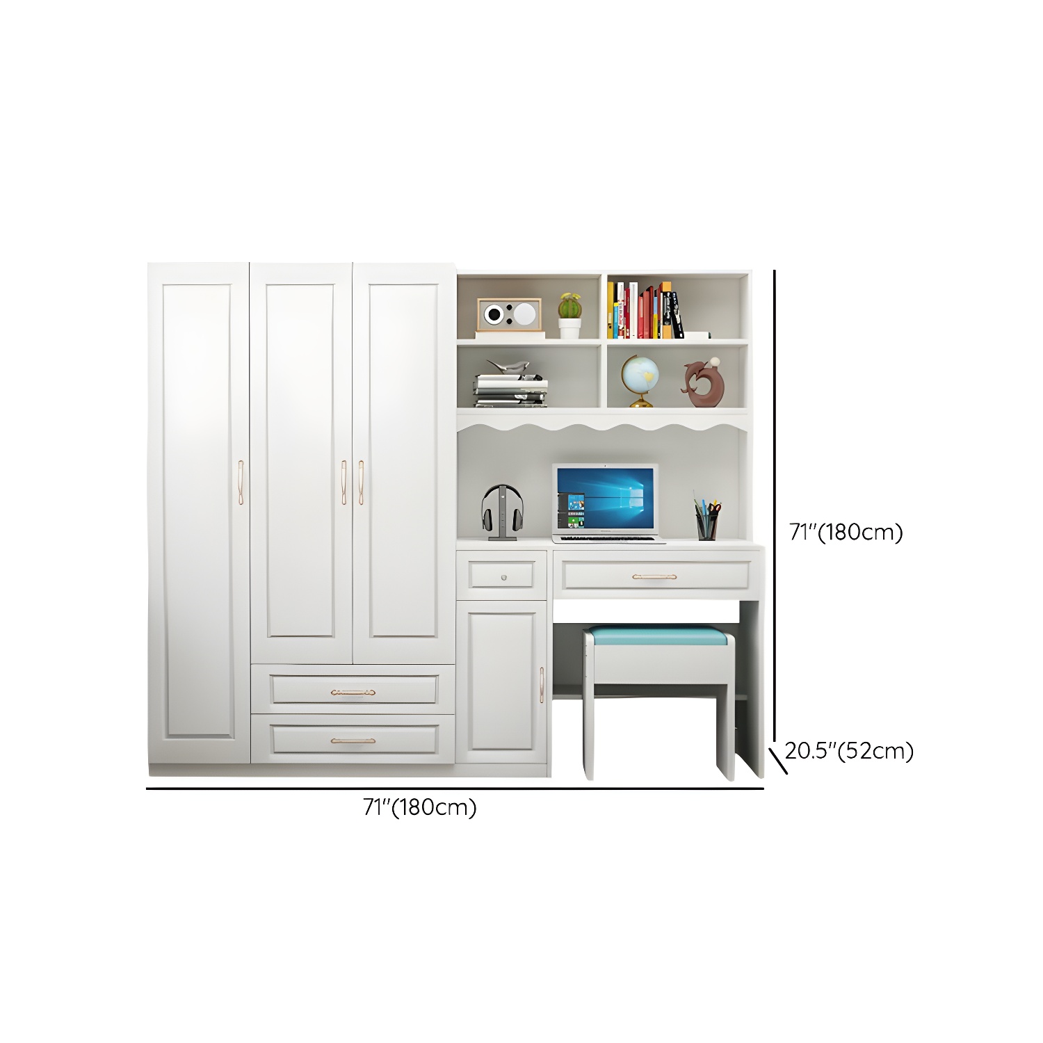 Modern White Wardrobe Armoire with Drawers & Clothing Rod Included - image 17
