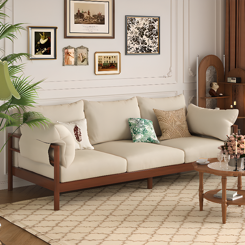 Contemporary Modern Solid Color Stain Resistant Standard Sofa in Light Gray/Off-White/Amber Color with Armrest, Seats 3, and Slipcover - image 6