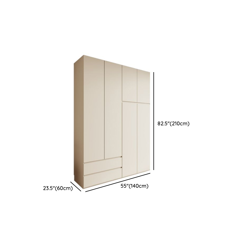 Cream Modern Wood Wardrobe Armoire with Soft Close Drawer and Door, Interior Shelves, and Hanging Rod - image 11