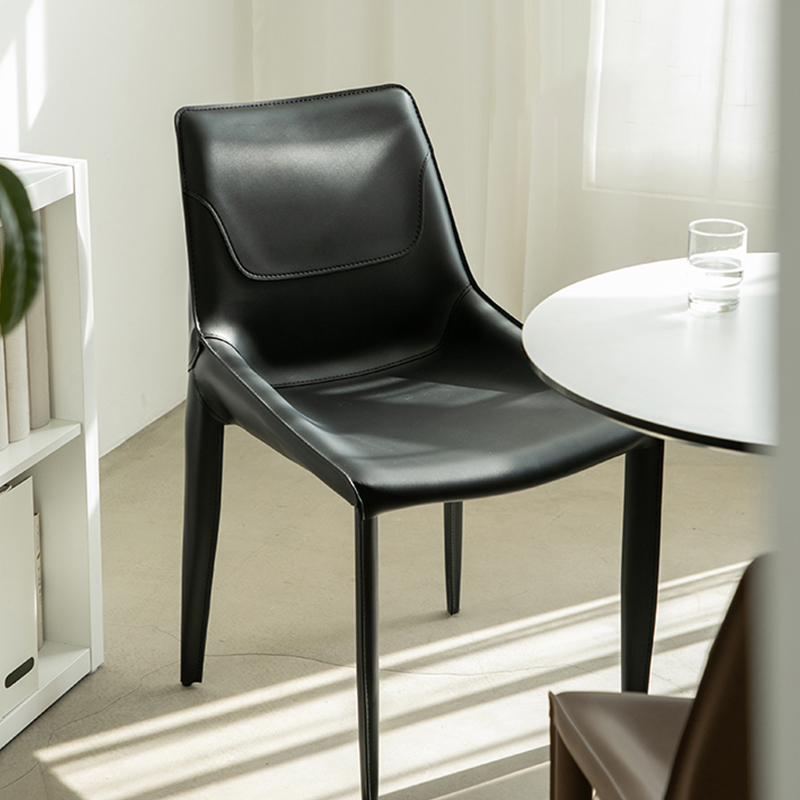 Modern Leather Armless Side Chair with Solid Back - Easy-Care, Warranty - image 10