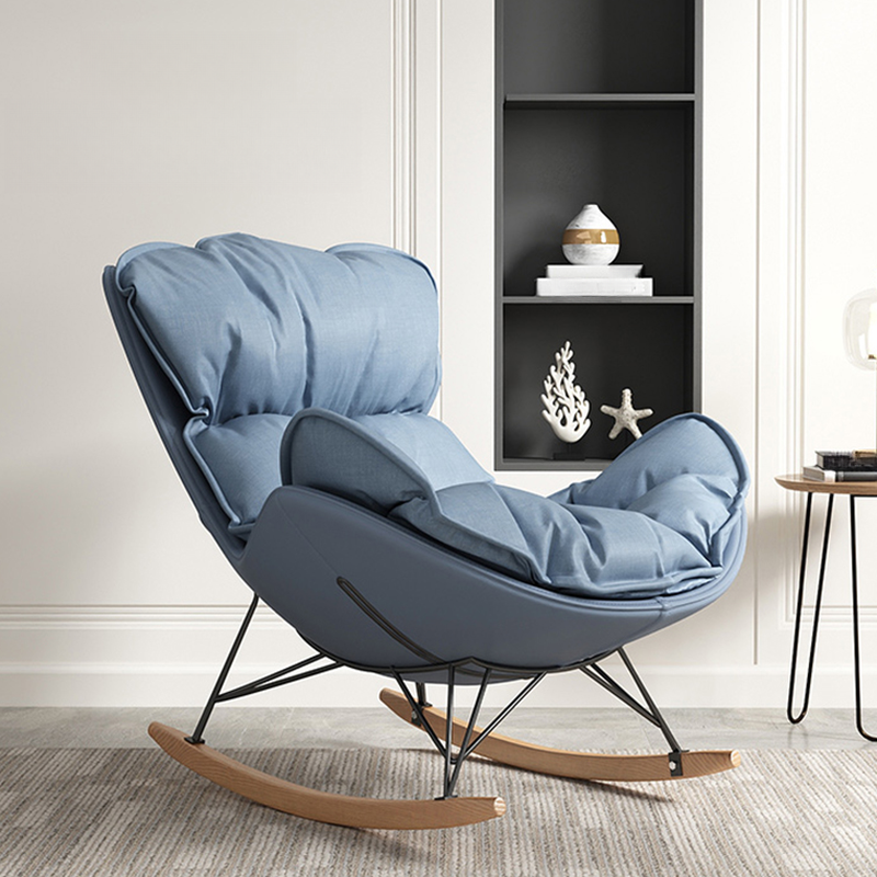 Modish Upholstered Rocking Accent Chair with Ottoman