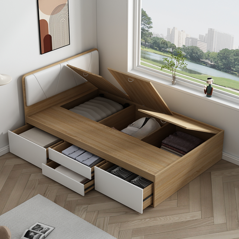 Natural Color Solid Color Storage Included with 4 Storage Boxes for Bedroom