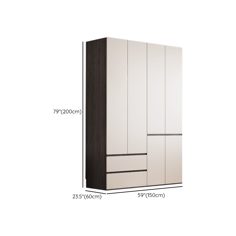 White Minimalist Manufactured Wood Independent Wardrobe Closet with Soft Close Drawer, Soft Close Door, and Interior Shelves - image 16