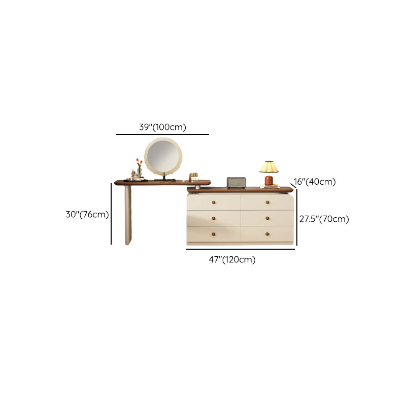 Cream Modish Large Vanity Set with Reclaimed Wood Table Top, 3/6 Drawers, and Light Up Mirror - image 21