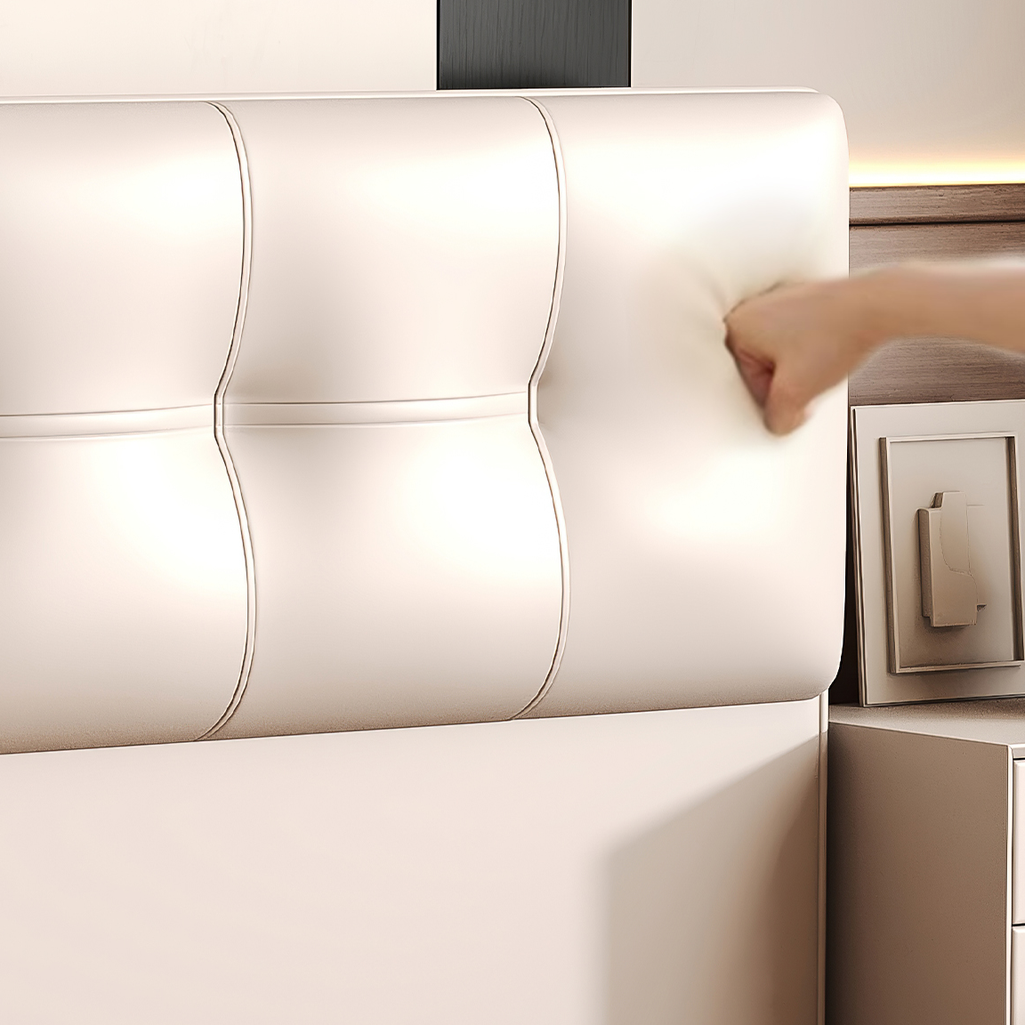 Simplistic Style Panel Headboard with No Distressing, Piled Tufted Rectangular Design for King/Queen/Full Bed, Featuring Sponge Upholstery and Standard Height - image 11
