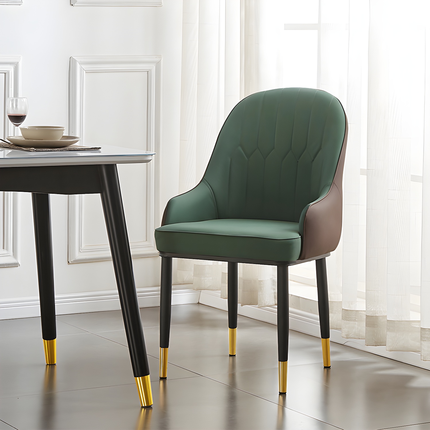 Contemporary Metal Dining Room Chairs Upholstered Dining Armchairs for Home Use - image 11