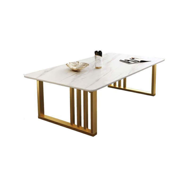 Lavish/Mission Style White Sintered Stone Geometric Figure Single Side Table with Sledge Base - image 5