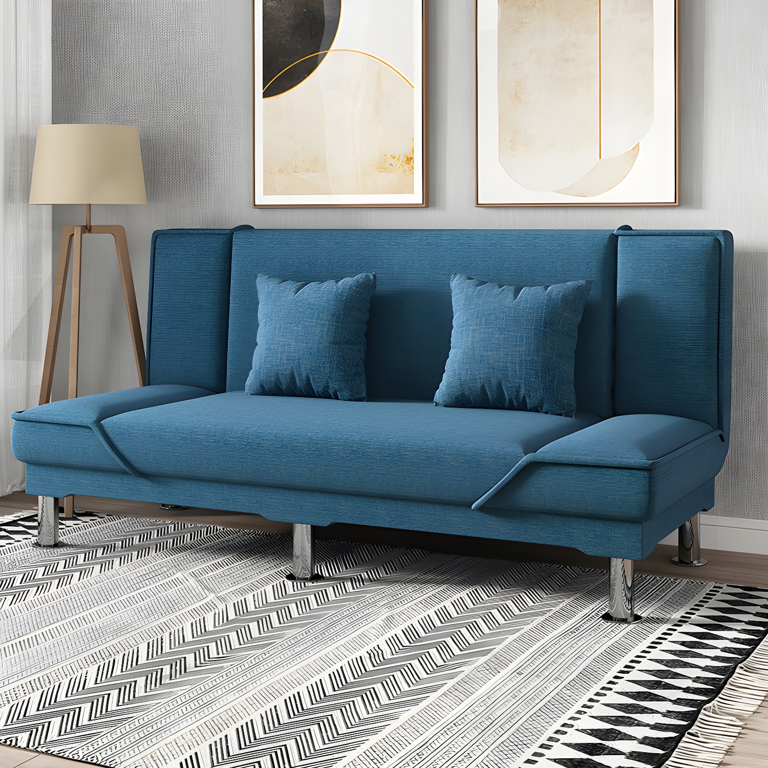 Contemporary Armless Convertible Sofa Linen Foldable Sofa for Apartment - image 9