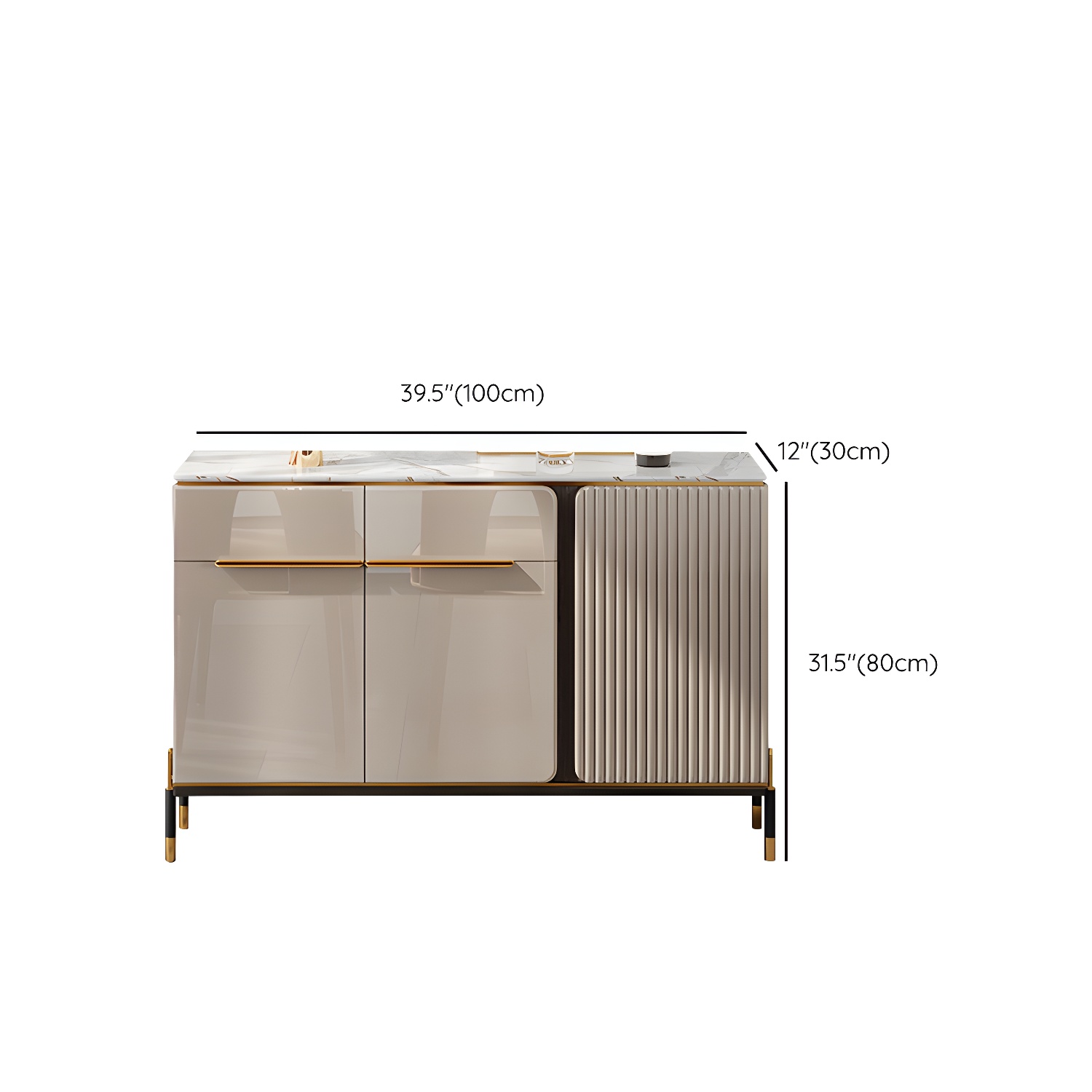 Stone Buffet Sideboard Glam Adjustable Shelves Buffet Credenza with Drawers and Cabinets - image 18