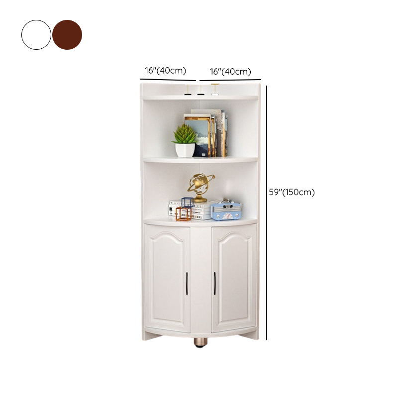 Modern Wood Corner Accent Cabinet with Open Shelves Wood Doors and 1 Cabinet for Living Room - image 12