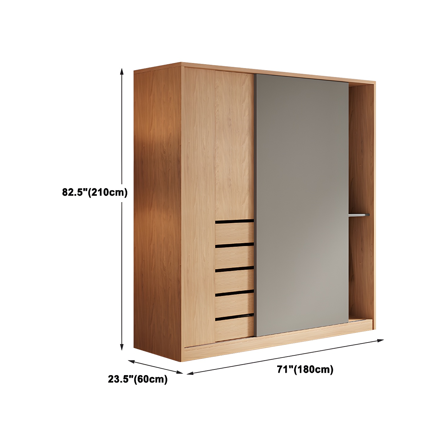 Natural Finish Modern Wardrobe Armoire Solid Wood and Engineered Wood Armoire - image 18
