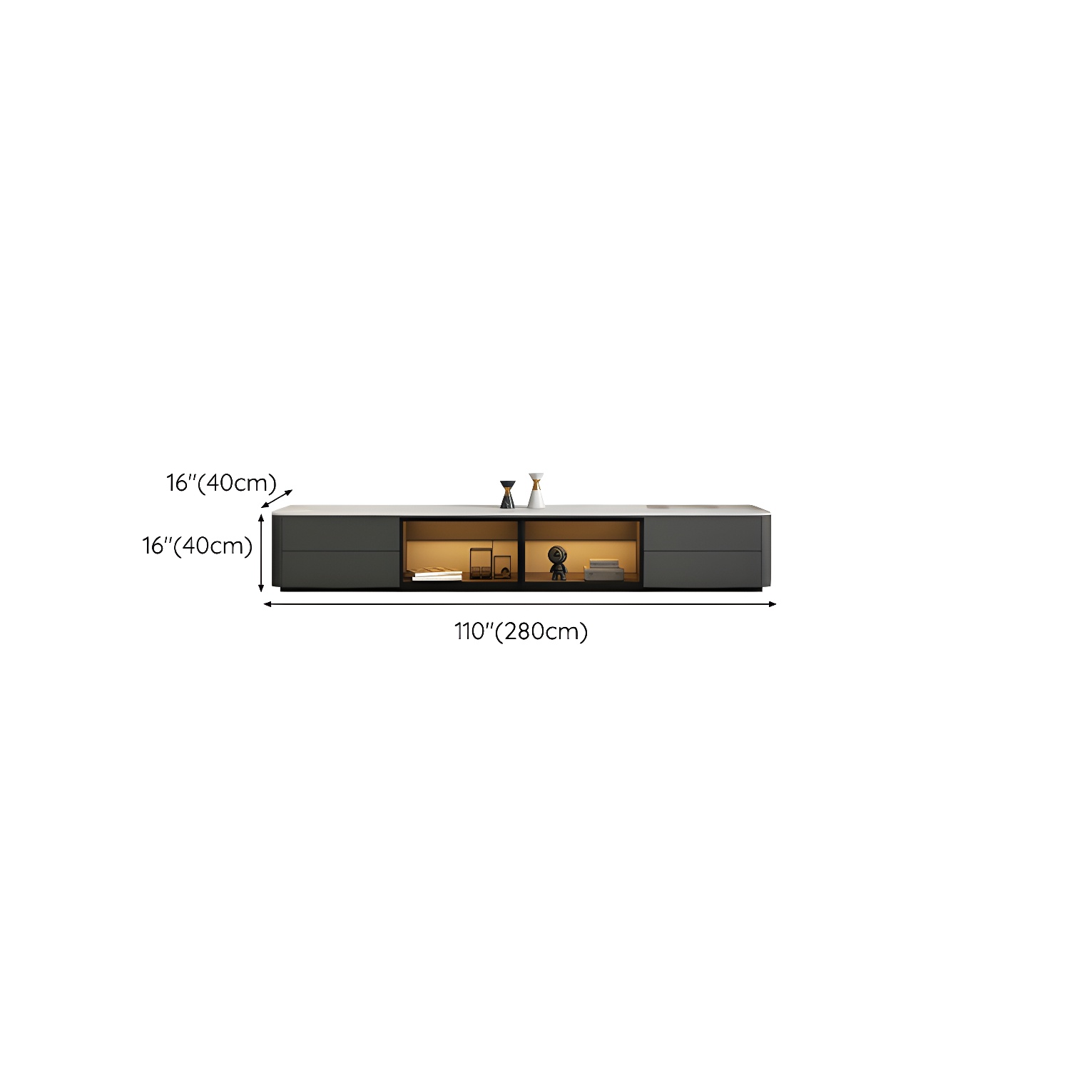 Grey Stone TV Stand with Drawers and Cabinet and No Cable Management for Modern-Style Long TVs - image 21