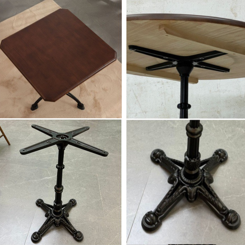 Industrial Natural Wood Finish Dining Table with a Rubber Solid Wood Tabletop and Metal Black Base - image 11