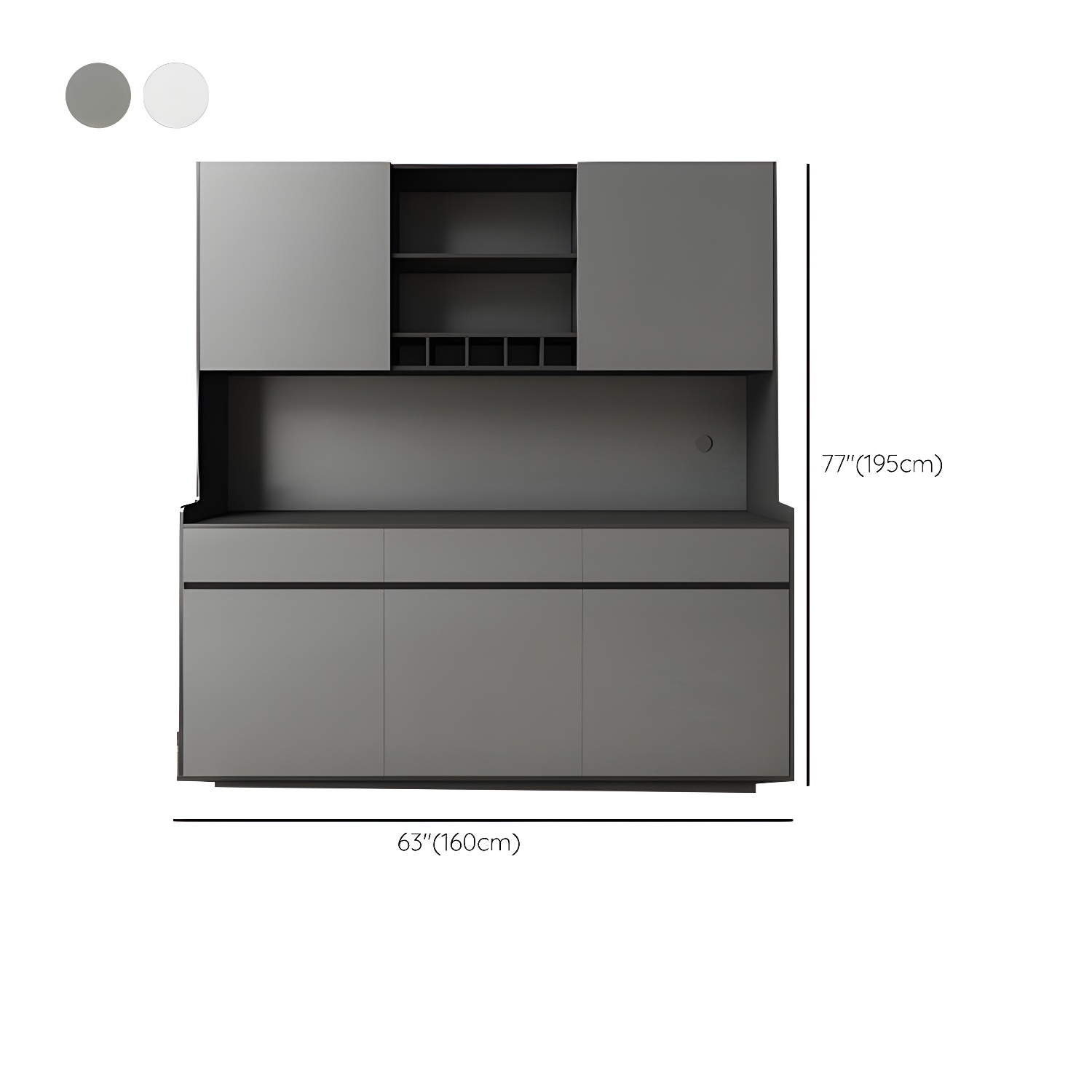 Five Doors Three Drawers Sideboard Glam Buffet Server for Living Room - image 18