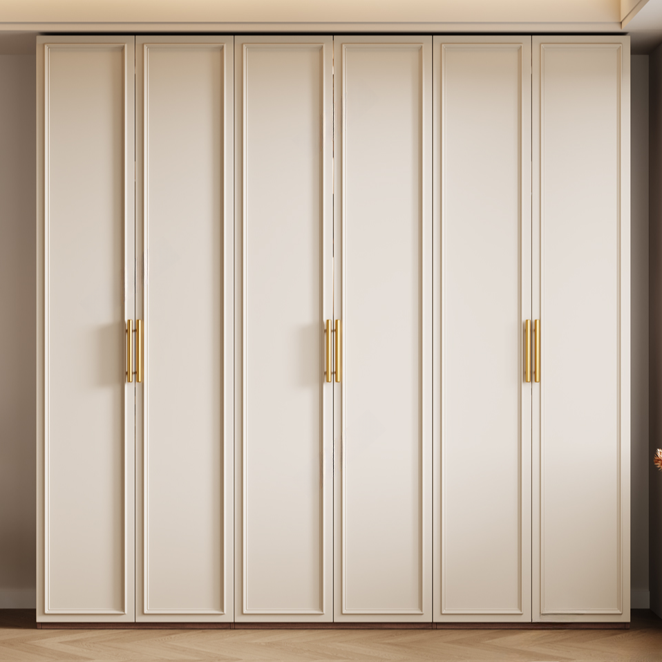 Cocoa Minimalist Wooden Wardrobe Closet with Soft Close Drawer, Soft Close Door, Interior Shelves, and Clothing Rod