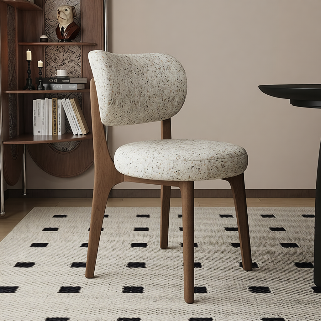 Modish Dining Room Side Chair with Padded Upholstery, Timber Legs, and Low Back - image 4