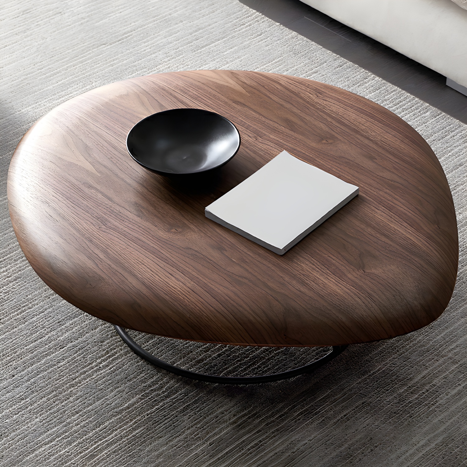 Modern Free Form Wood Coffee Table with Black Metal Frame - Storage Not Included - image 12