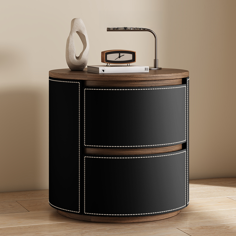 Modish 2 Tiers Drawer Storage Bedside Table with Solid Wood Countertop - image 3