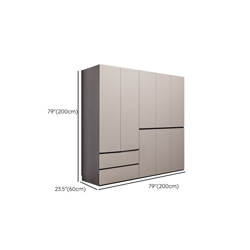 Light Gray Modish Manufactured Wood Independent Armoire Cabinet with 2 Drawers/4 Drawers, Interior Shelves, and Clothing Rod - image 12