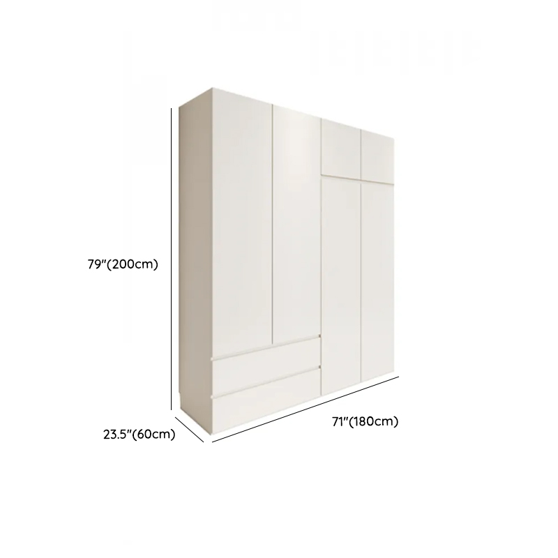 White Minimalist Manufactured Wood Independent Wardrobe Closet with Soft Close Drawer, Soft Close Door, and Interior Shelves - image 13
