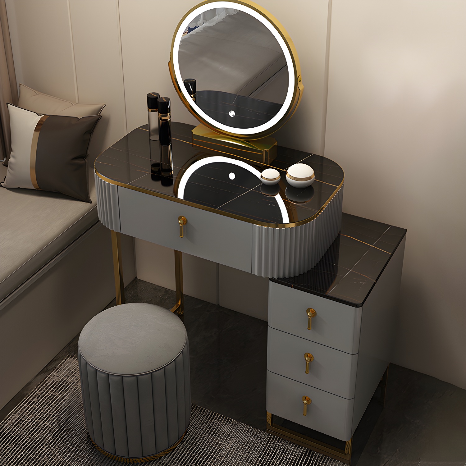 Contemporary Makeup Vanity Desk Table 29.9" H Bedroom Makeup Counter - image 16