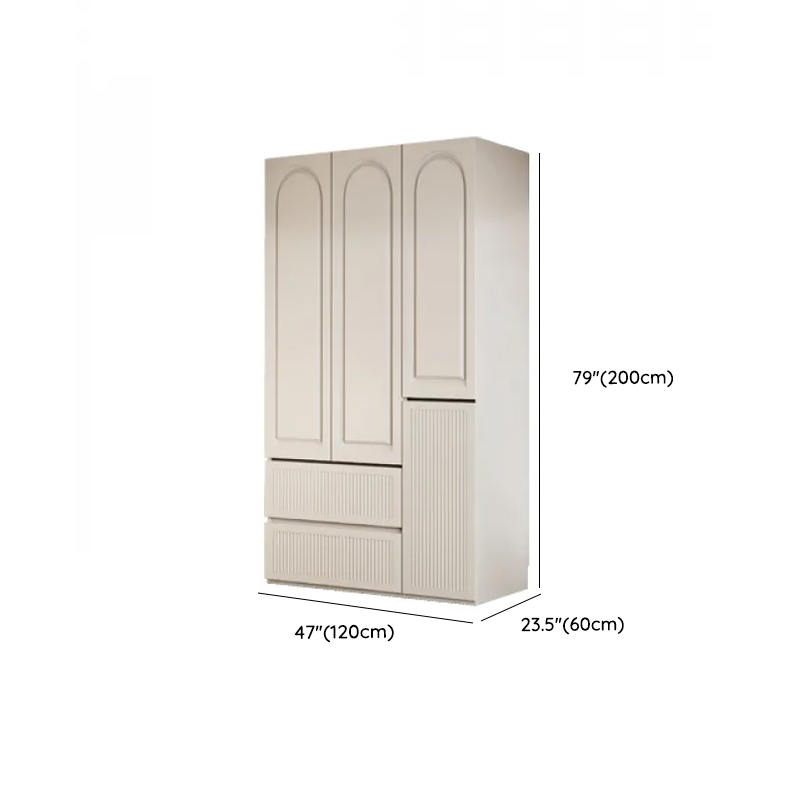 White Minimalist Manufactured Wood Independent Wardrobe Closet with Soft Close Drawer, Soft Close Door, and Interior Shelves - image 10