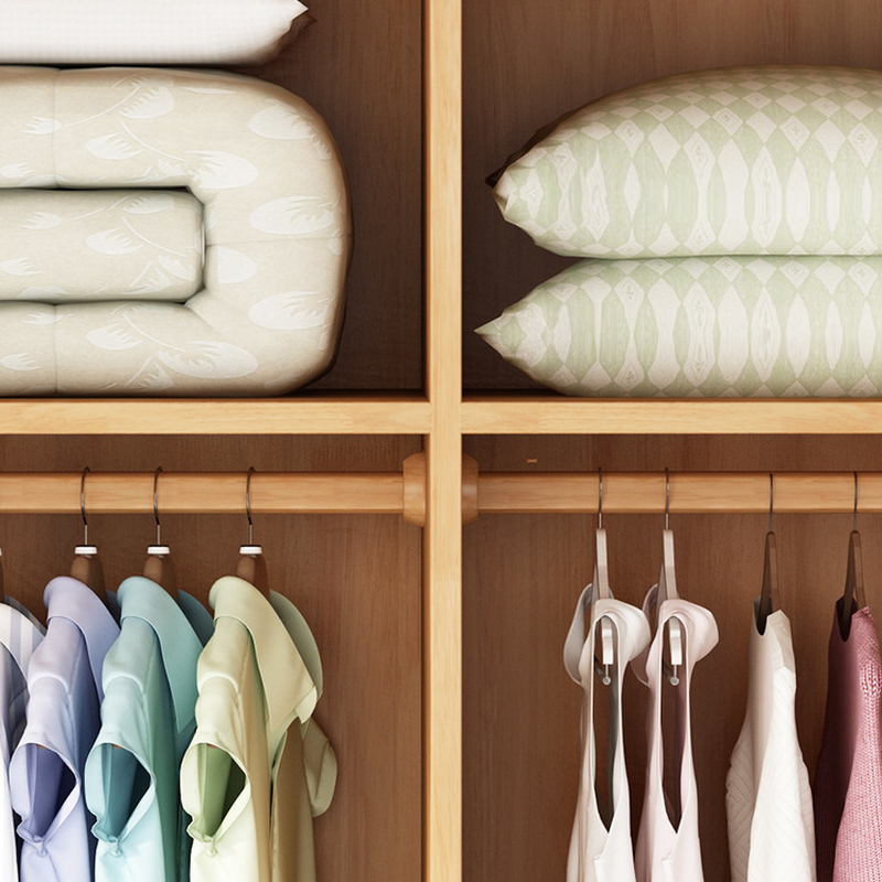 Minimalist Wooden Independent Wardrobe Closet with Compartments, Interior Shelves, Slipping Door Mechanism, and Gate - image 11