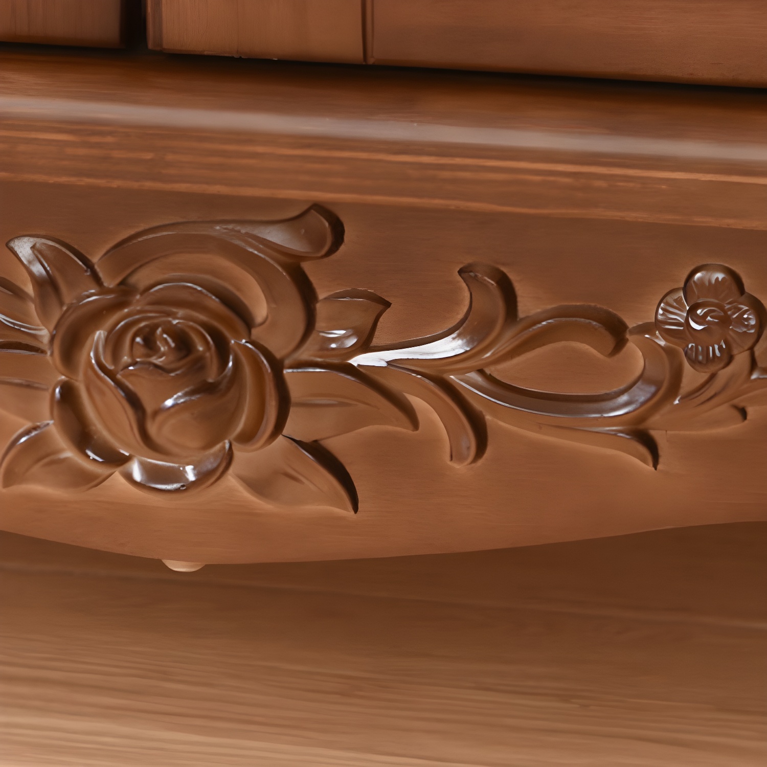 Traditional Solid Wood TV Cabinet Living Room Luxury TV Stand with Glass Doors - image 7