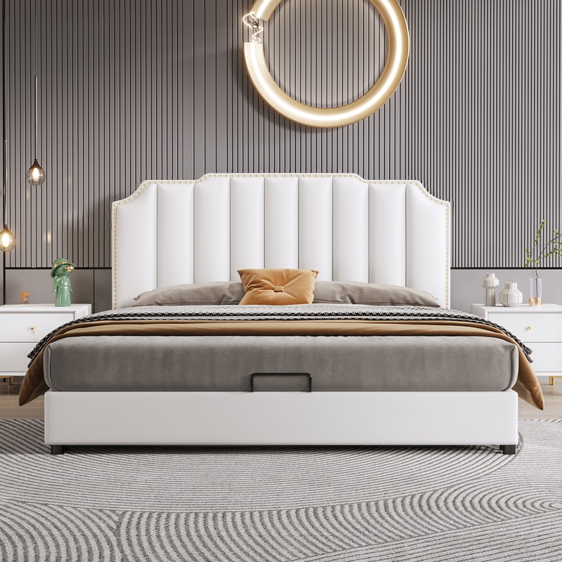 Solid Color Storage Bed/Platform Bed with Pine Wood Frame for Living Room