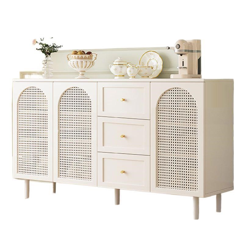 White Trendy Sideboard with 3 Drawers, Narrow/Standard Size, 3/6 Shelves, Lumber Countertop, and Glass-panel Door - image 5