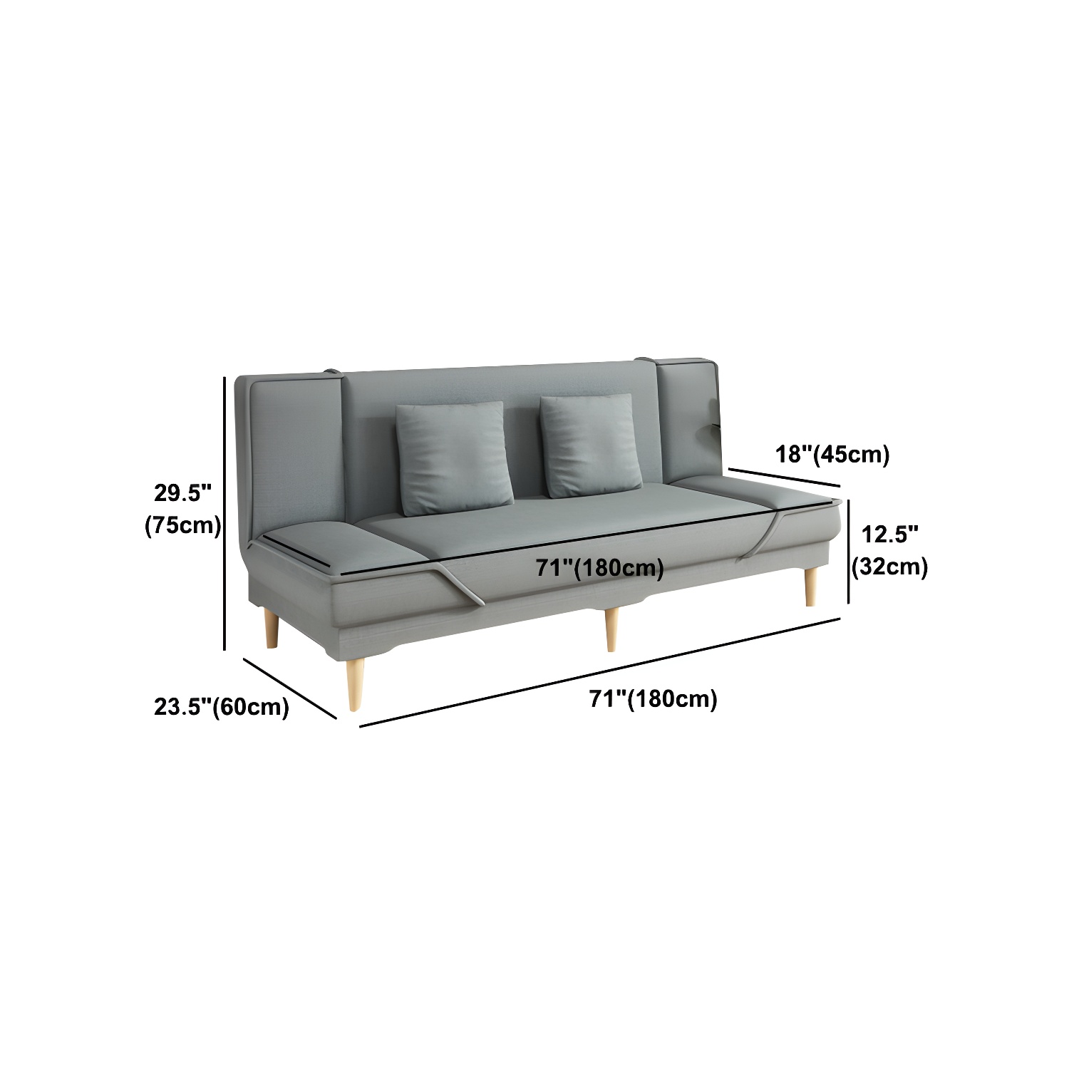 Contemporary Armless Convertible Sofa Linen Foldable Sofa for Apartment - image 24