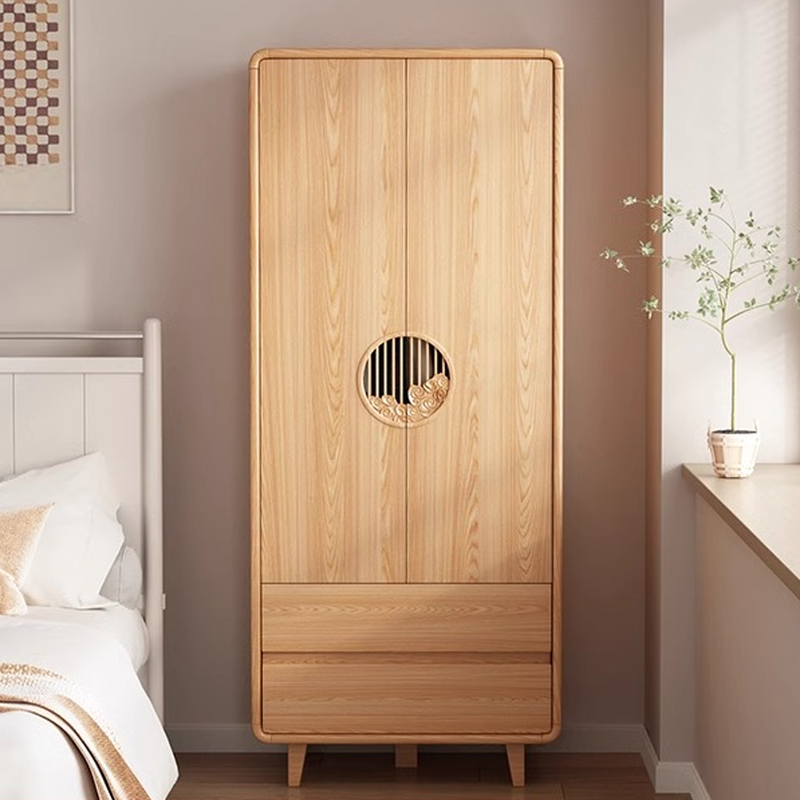 Casual Lumber Unattached Wardrobe Closet with Soft Close Drawer, Soft Close Door, Interior Shelves, and Hanging Rod