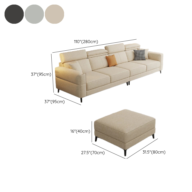 3 Pc Contemporary Modern L-Shape Sofa Chaise in Grey/Cream with Square Arm & Cushion Back - image 19
