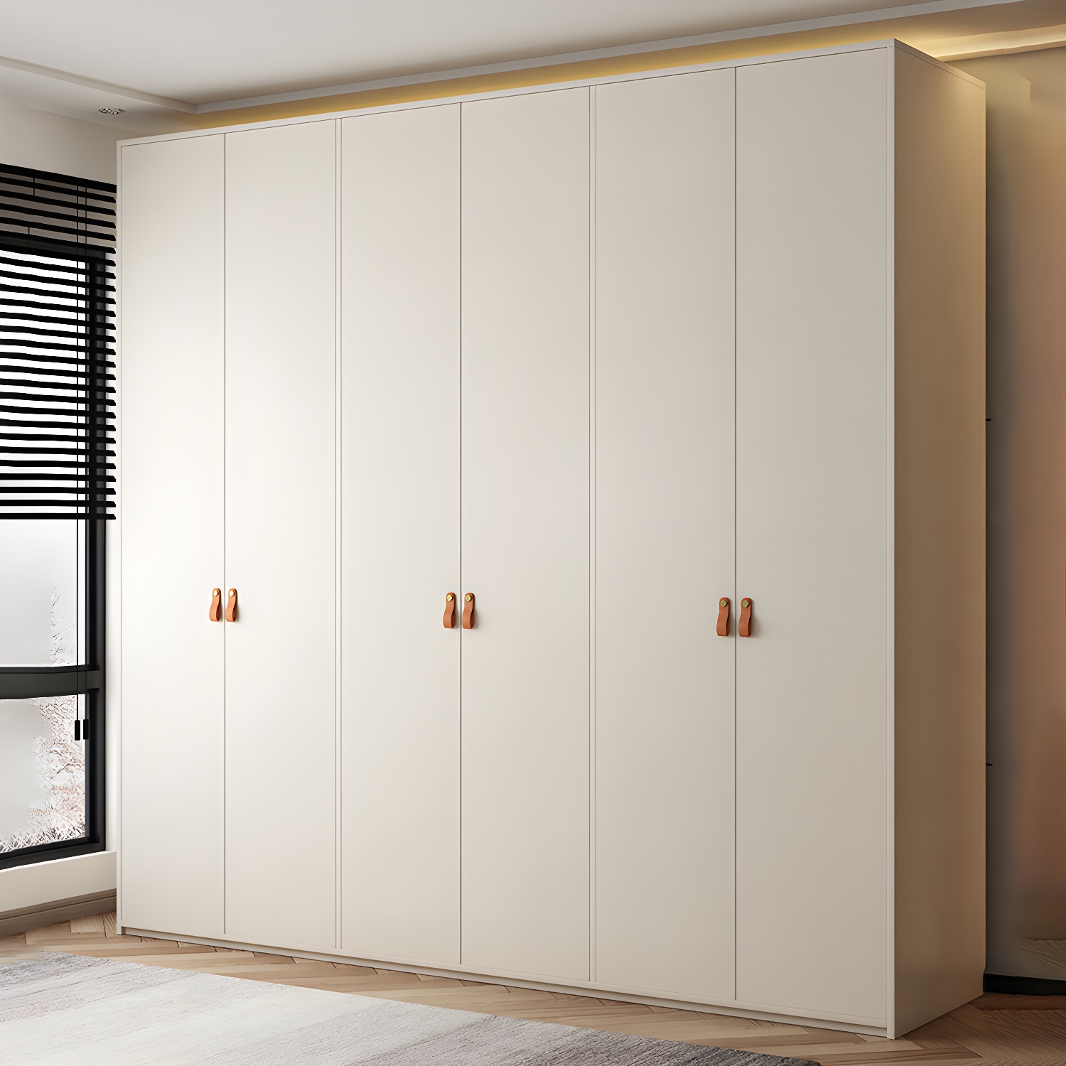 Modern White Wardrobe Cabinet Engineered Wood Wardrobe with Garment Rod