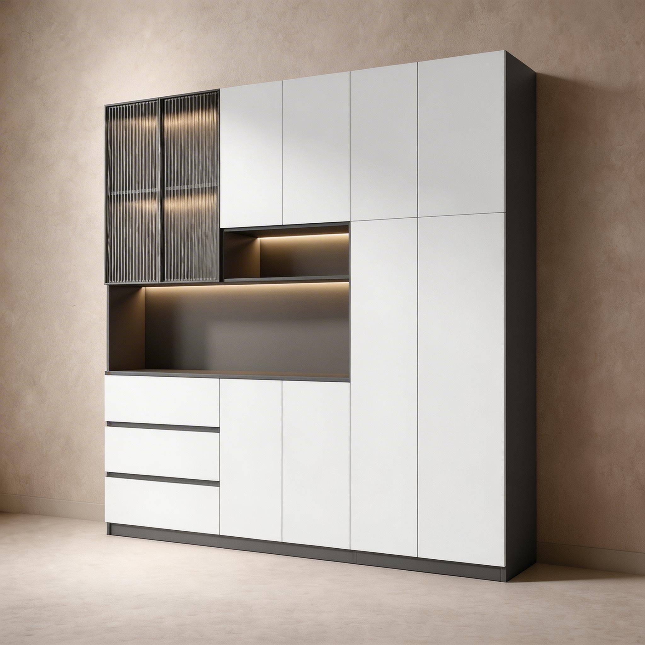 Trendy Sideboard with 3 Drawers, Cupboard, Wide/Standard/Narrow Sizes, 2/1 Shelves, Cabinets, and Glass-panel Door - image 23