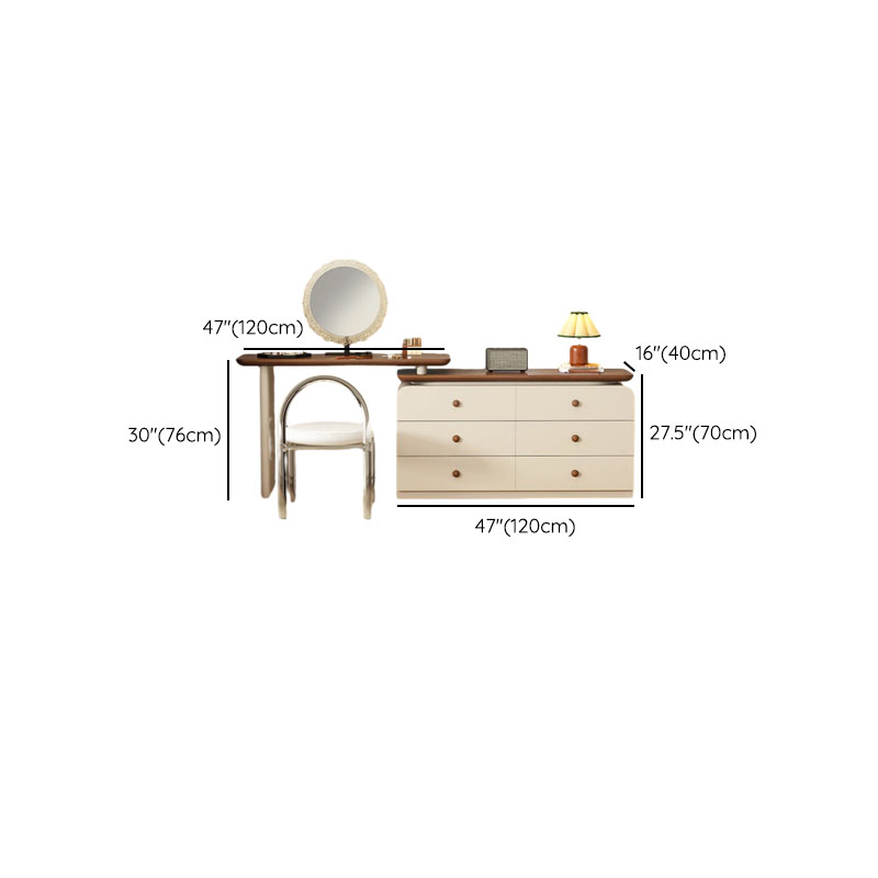 Cream Modish Large Vanity Set with Reclaimed Wood Table Top, 3/6 Drawers, and Light Up Mirror - image 14