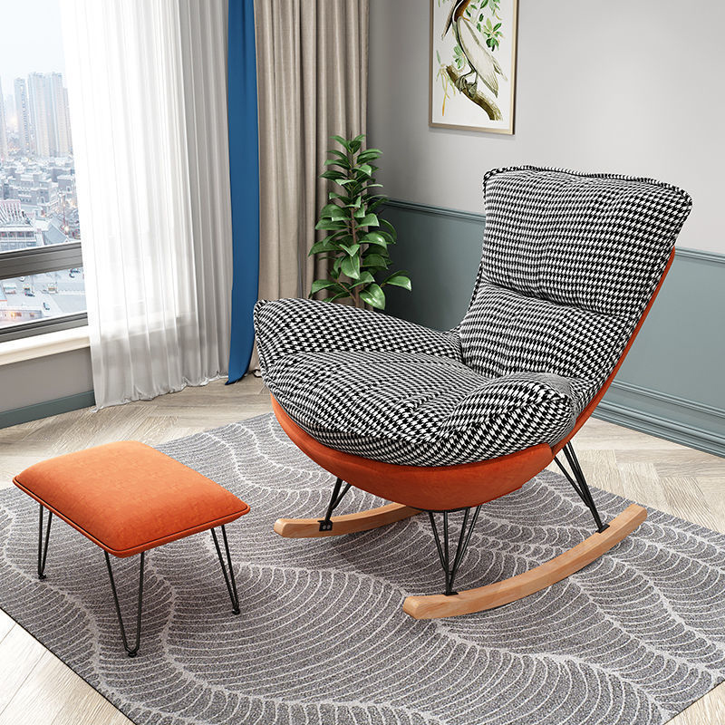 Indulgent Modern Upholstered Rocking Chair with Ottoman Perfect for Relaxation in Natural Wood Tone - image 7